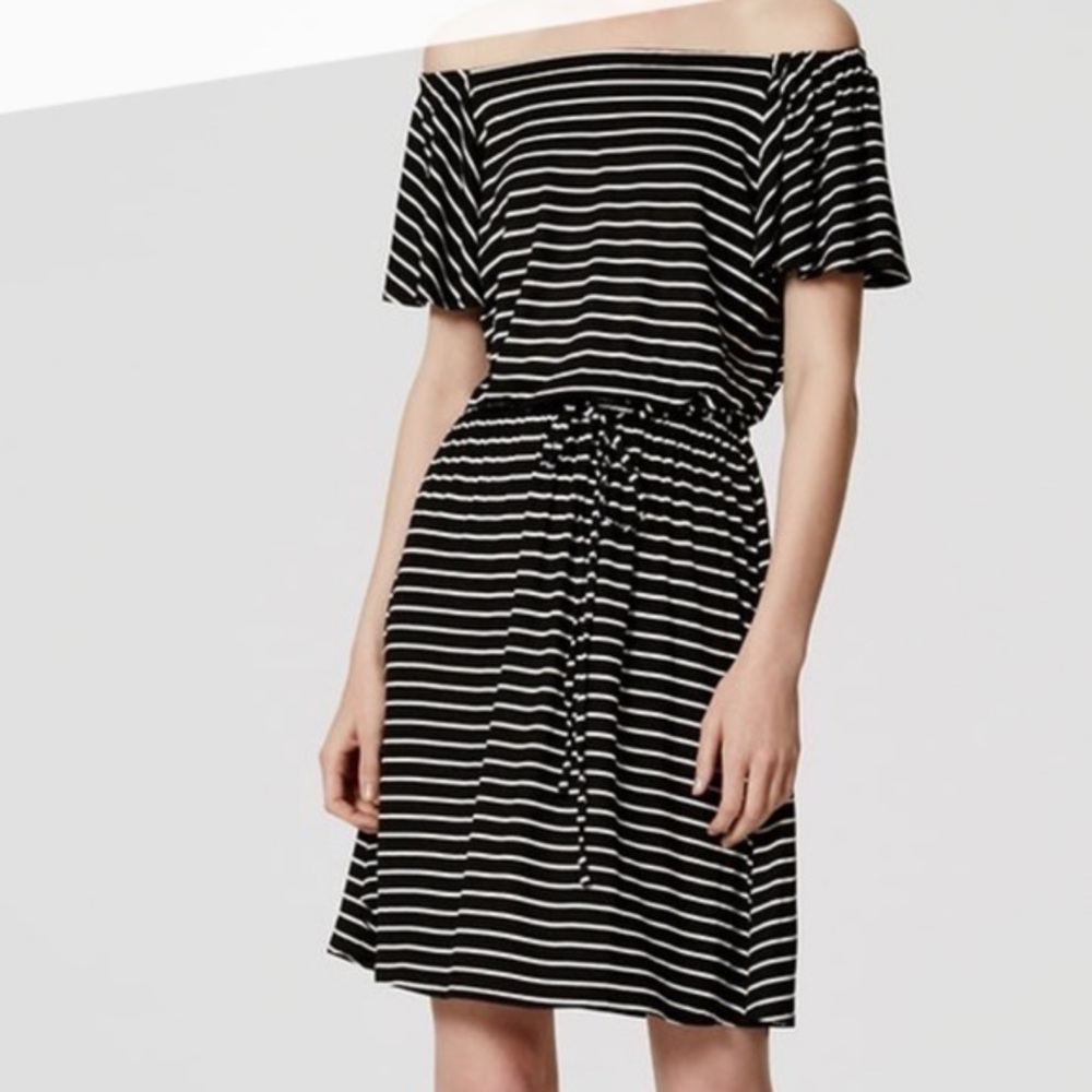 Loft striped flutter blouson dress